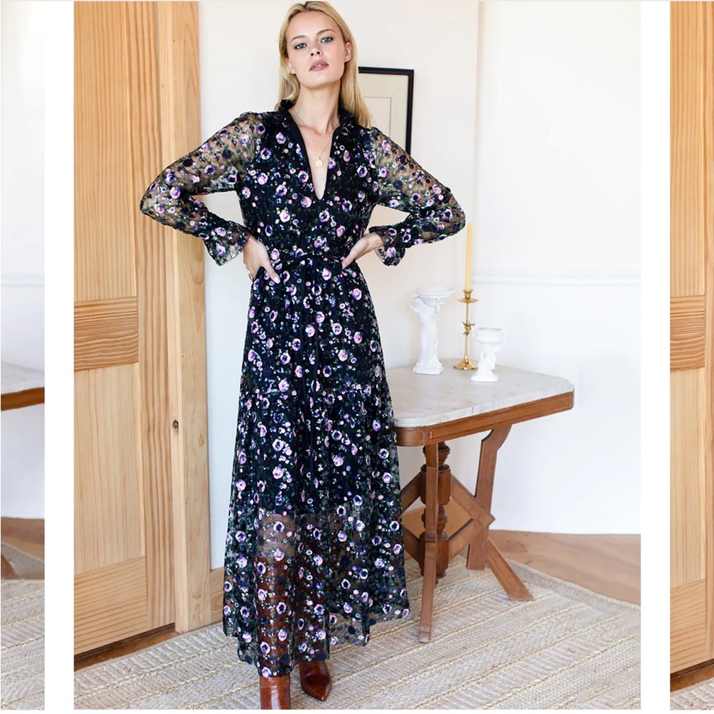 NWT Emerson Fry Lucybella Dress in Floral Sequins, Size S